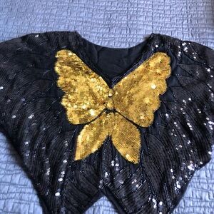 70’s vintage Sequin Butterfly Cape Top. Disco 🪩 glam. Studio 54